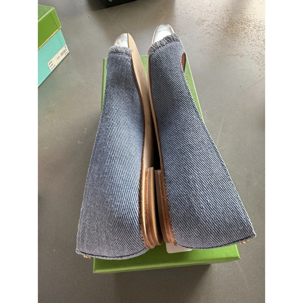 Kate Spade New York Nelly Flats Washed Denim Metallic Silver Size‎ 8